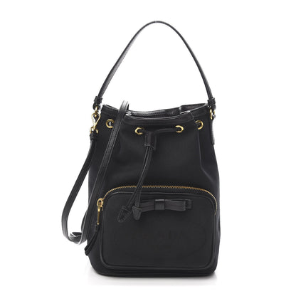 Prada Jacquard Logo Mini Bucket Crossbody Bag Black 1 of 9