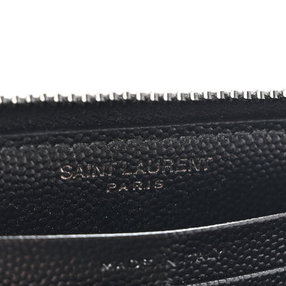 Saint Laurent Grain De Poudre Matelasse Chevron Monogram Monochrome Zip Around Wallet Black 6 of 9