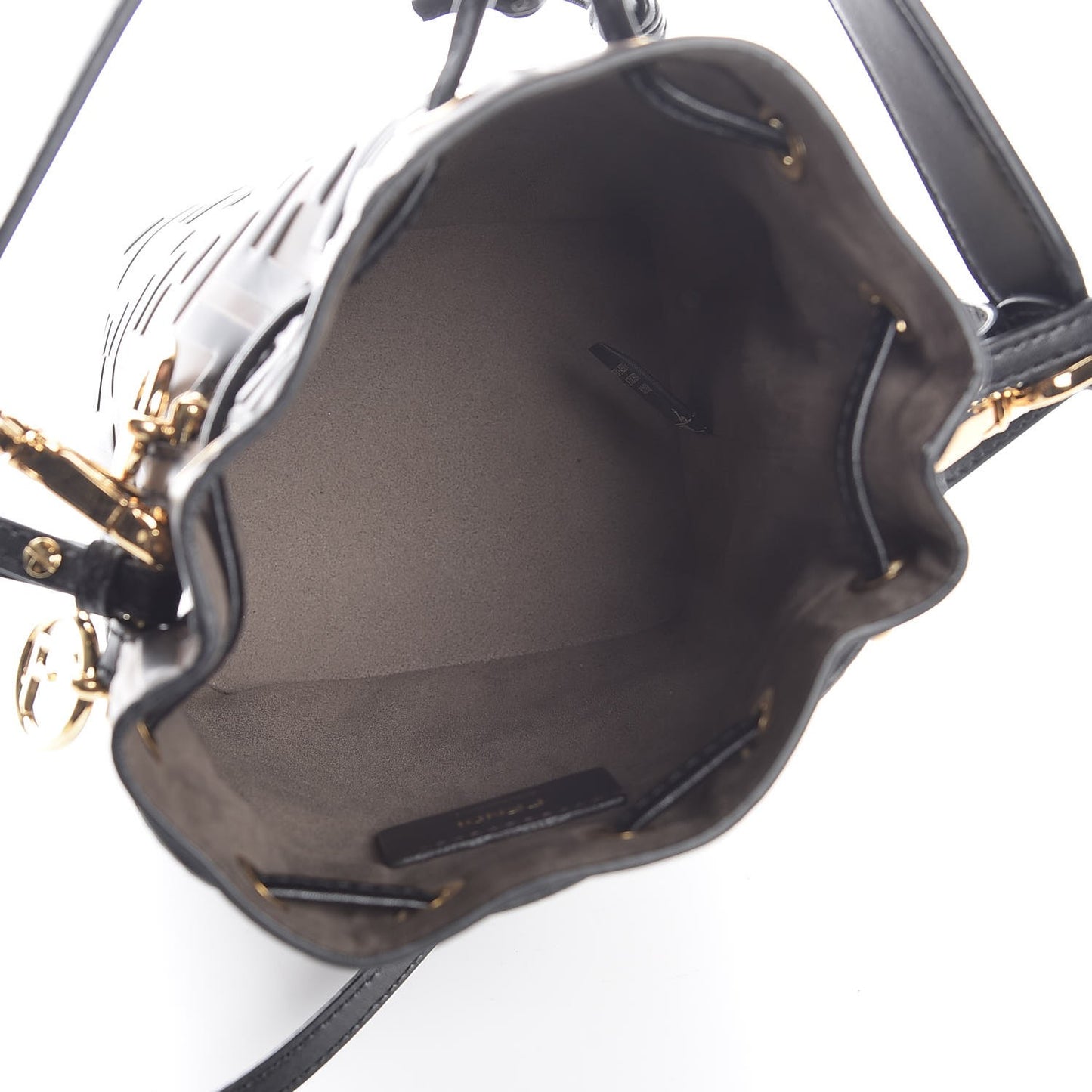 Vitello Liberty F is Fendi Bi-Color FF 1974 Embossed Mini Mon Tresor Bucket Bag Maya Black
