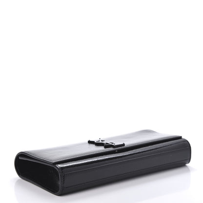 Saint Laurent Textured Patent Classic Monogram Clutch Black 4 of 9