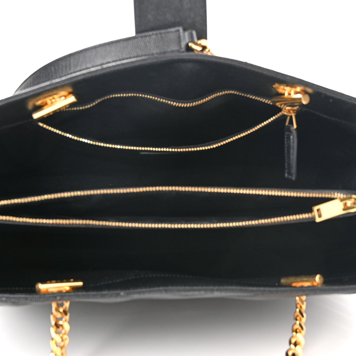Grain De Poudre Matelasse Chevron Monogram Shopping Bag Black