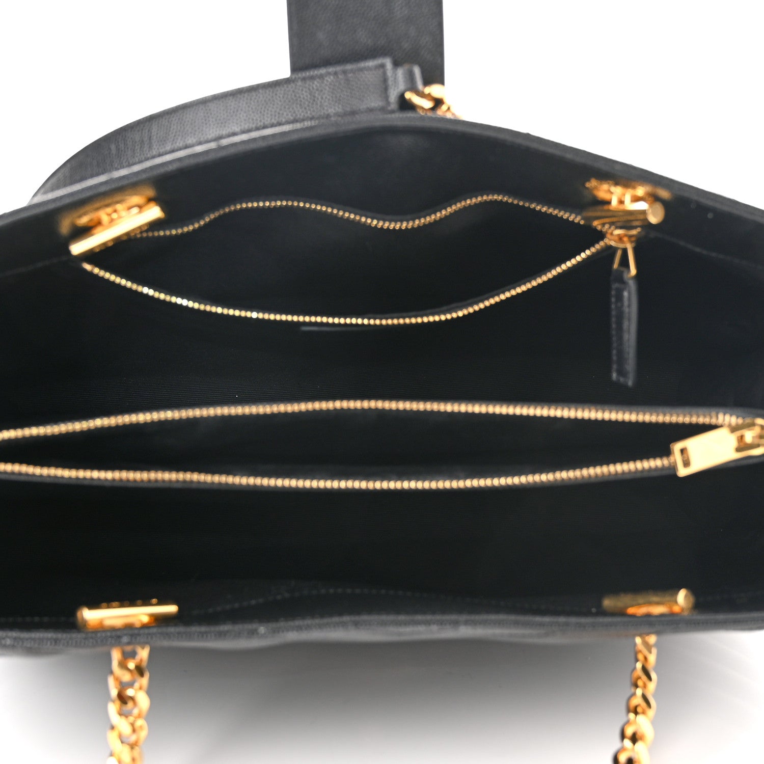 Saint Laurent Grain De Poudre Matelasse Chevron Monogram Shopping Bag Black 9 of 11