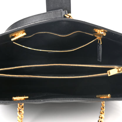 Saint Laurent Grain De Poudre Matelasse Chevron Monogram Shopping Bag Black 9 of 11