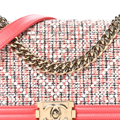 Chanel Lambskin Tweed Pearl Chevron Medium Boy Flap Pink 8 of 11