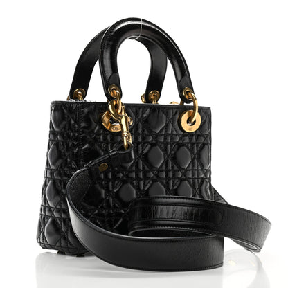 Christian Dior Crinkled Patent Cannage Small Lucky Badges My Lady Dior Black 2 of 11