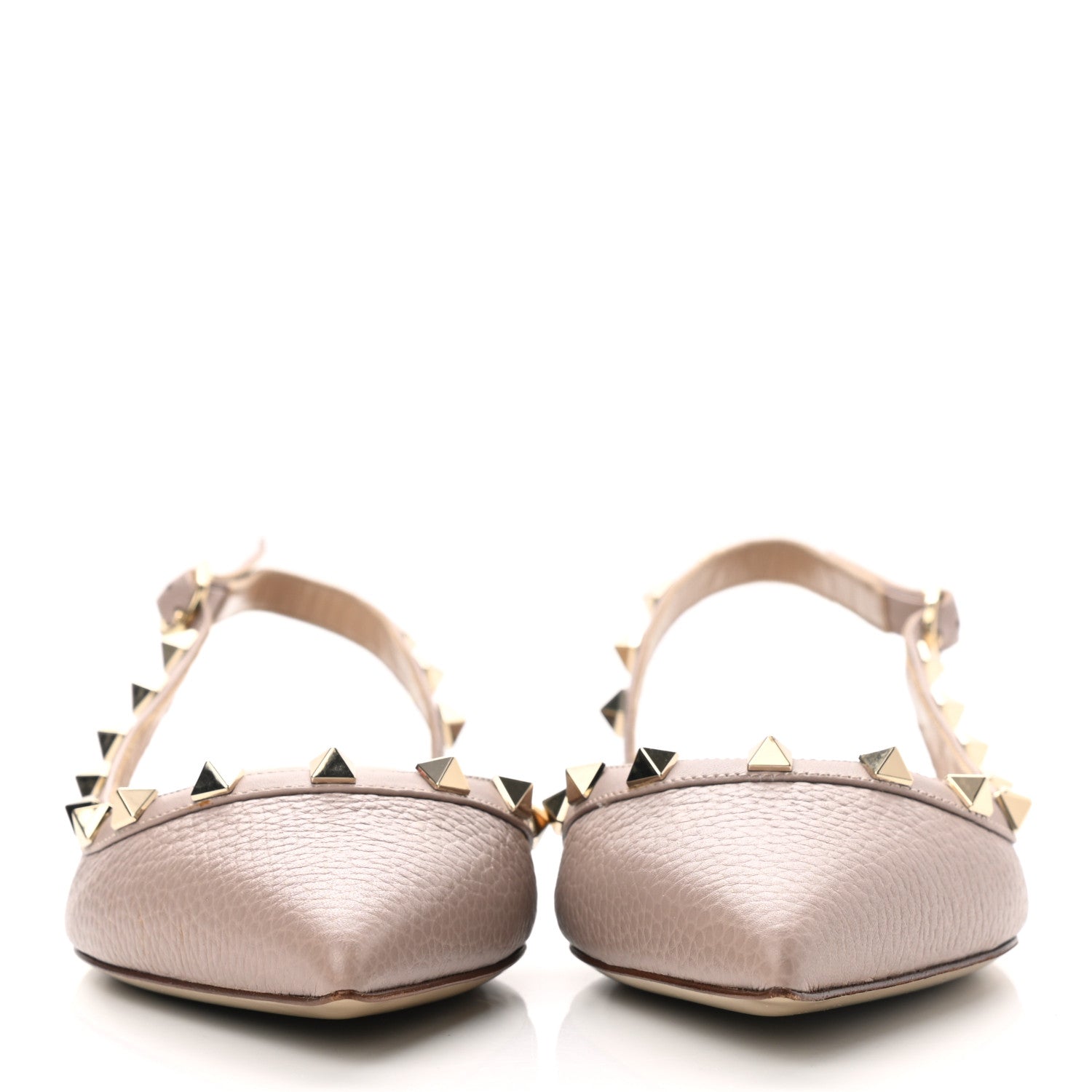 Valentino Garavani Pebbled Calfskin Rockstud Slingback Flats 36.5 Poudre 2 of 12