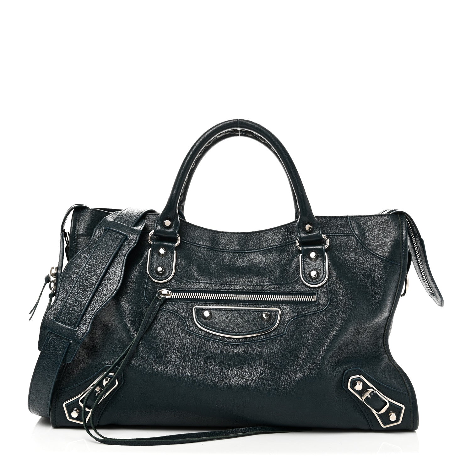 Balenciaga Chevre Silver Metallic Edge Hardware City Bleu Paon 1 of 11