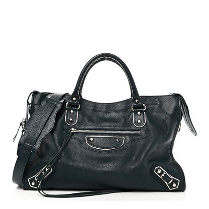 Balenciaga Chevre Silver Metallic Edge Hardware City Bleu Paon 1 of 11