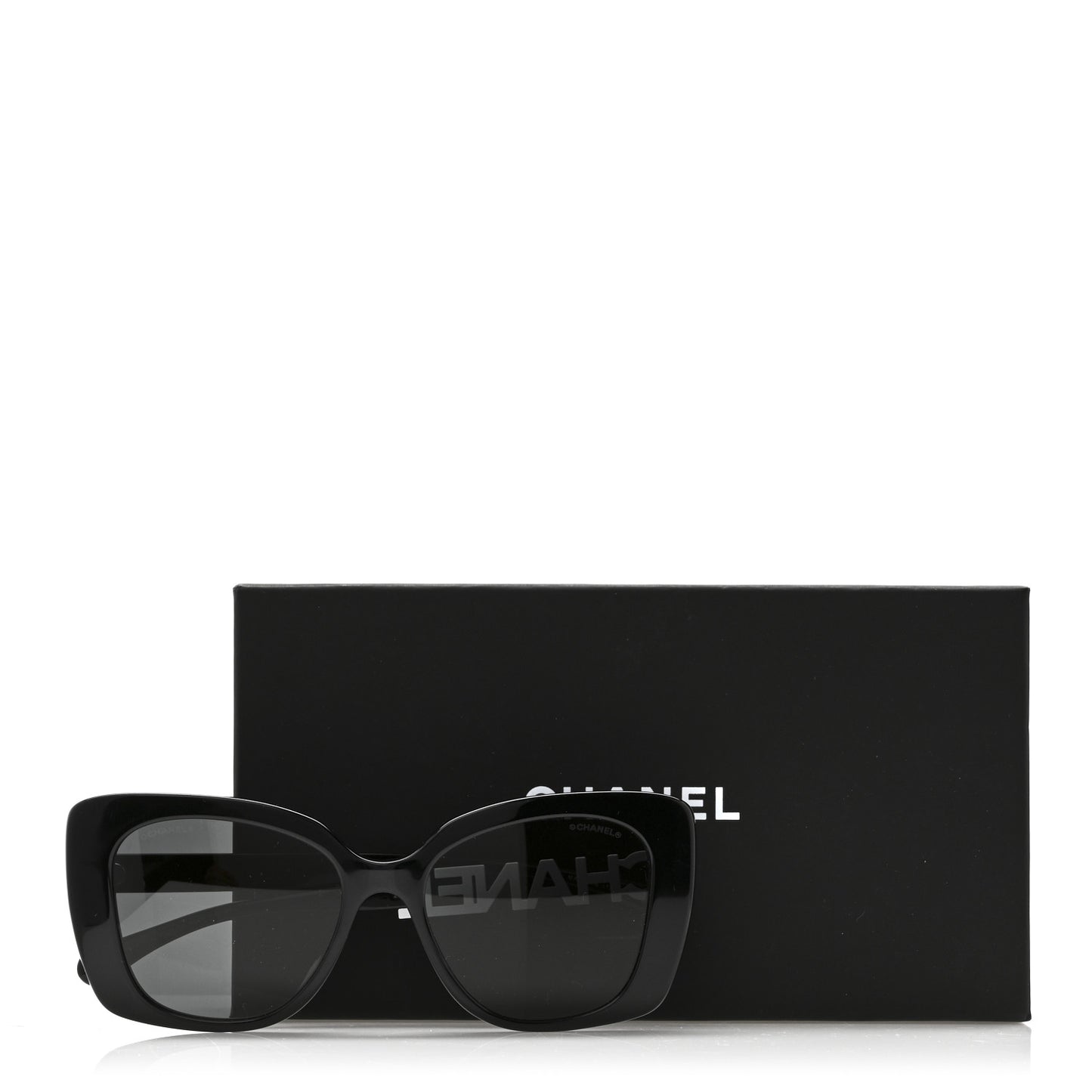 Acetate Strass Square Sunglasses 5422-B-A Black White