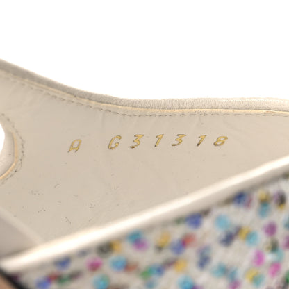 Chanel Tweed Lambskin Sequin Cap Toe CC Slingback Pumps 36.5 White Black Multicolor 6 of 9