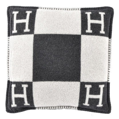 Hermes Wool Cashmere Avalon Pillow PM Ecru Gris Fonce 2 of 3