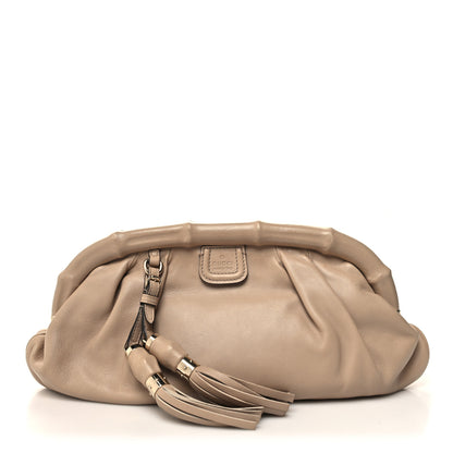 Gucci Calfskin Bamboo Frame Top Tassel Clutch Camelia 1 of 13