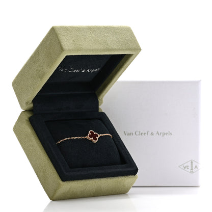 Van Cleef & Arpels 18K Rose Gold Carnelian Sweet Alhambra Bracelet 5 of 5