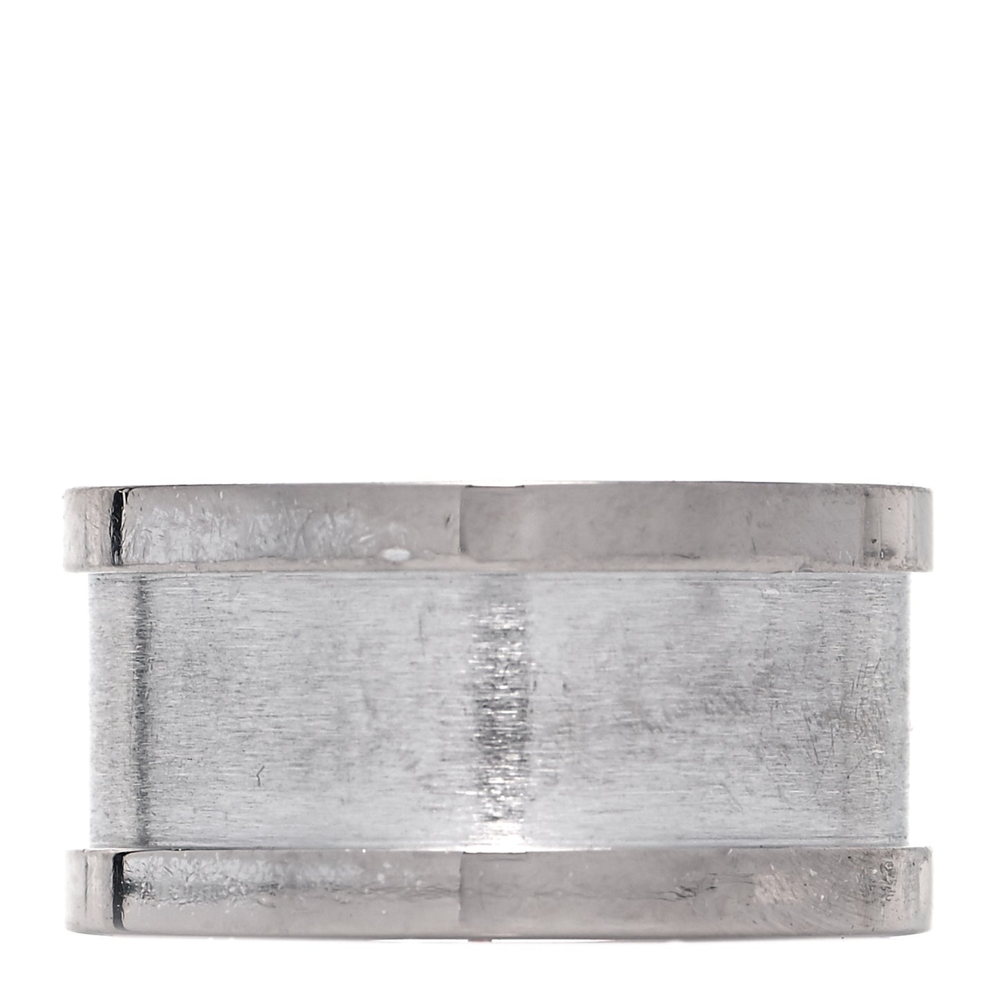 18K White Gold 10mm Logo De Cartier Ring 49 4.75