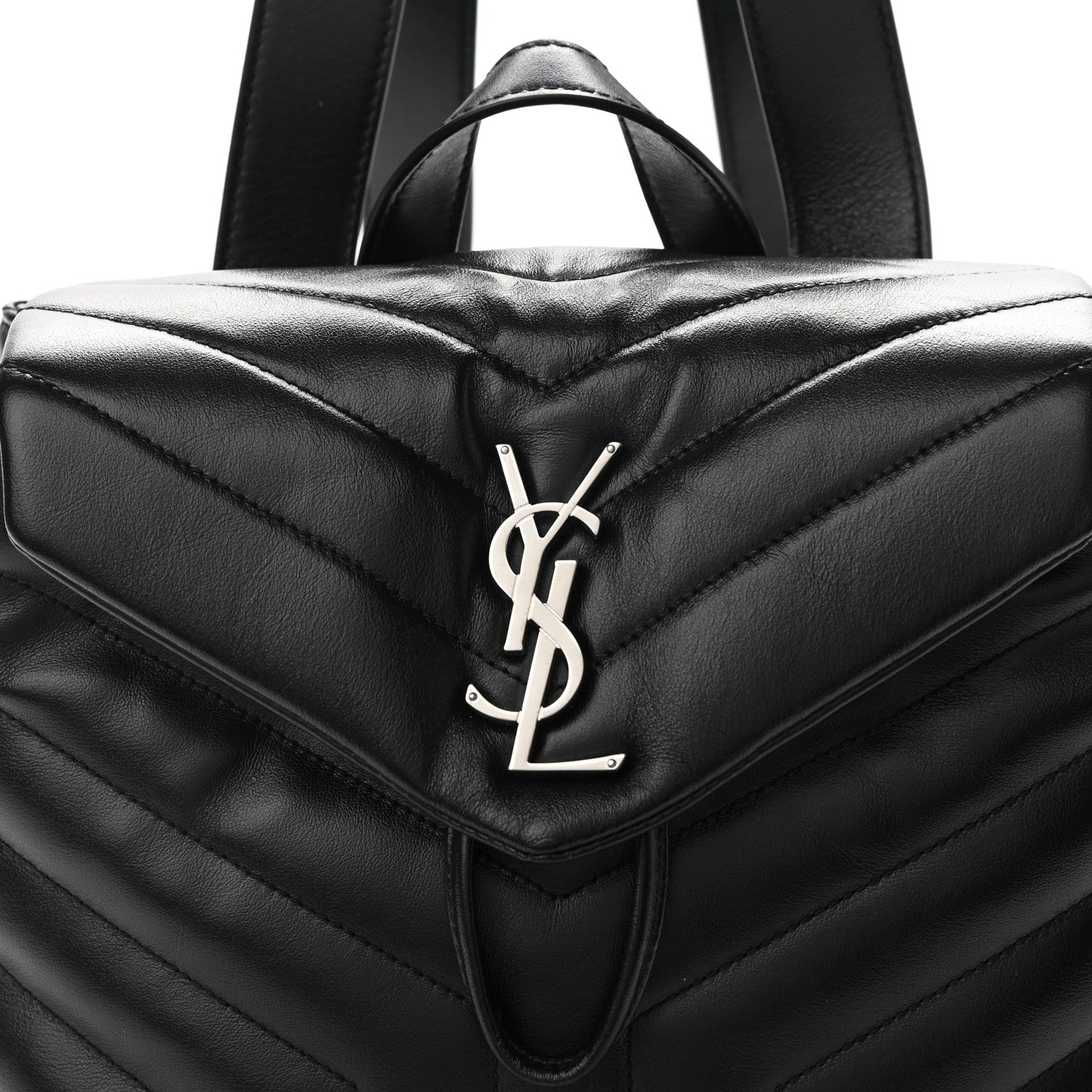 Saint Laurent Calfskin Y Quilted Monogram Small Loulou Backpack Black 7 of 9