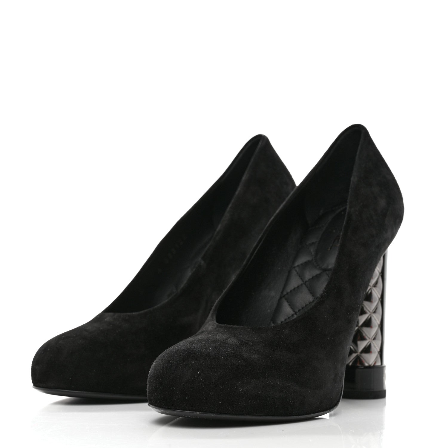 Chanel Suede Calfskin CC Pumps 39 Black 3 of 8
