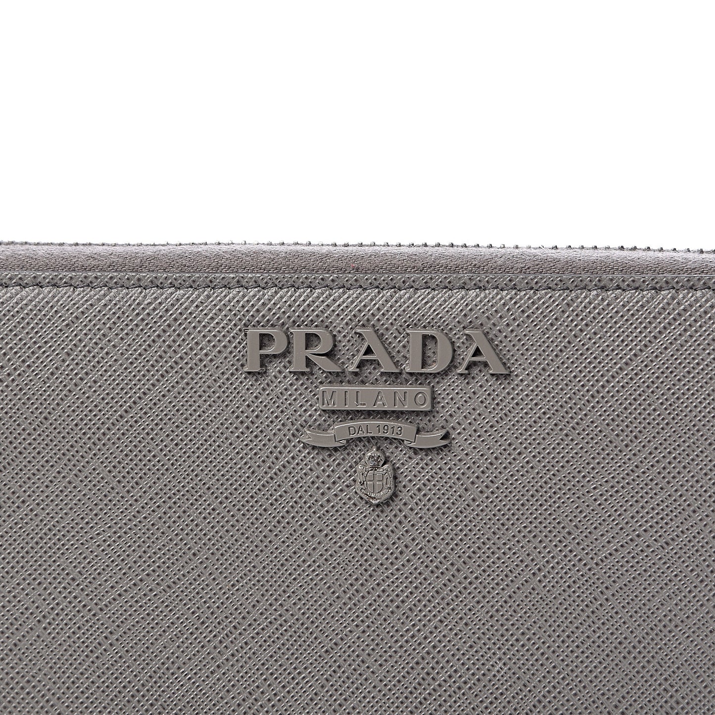 Saffiano Shine Monochrome Zip Around Wallet Grey
