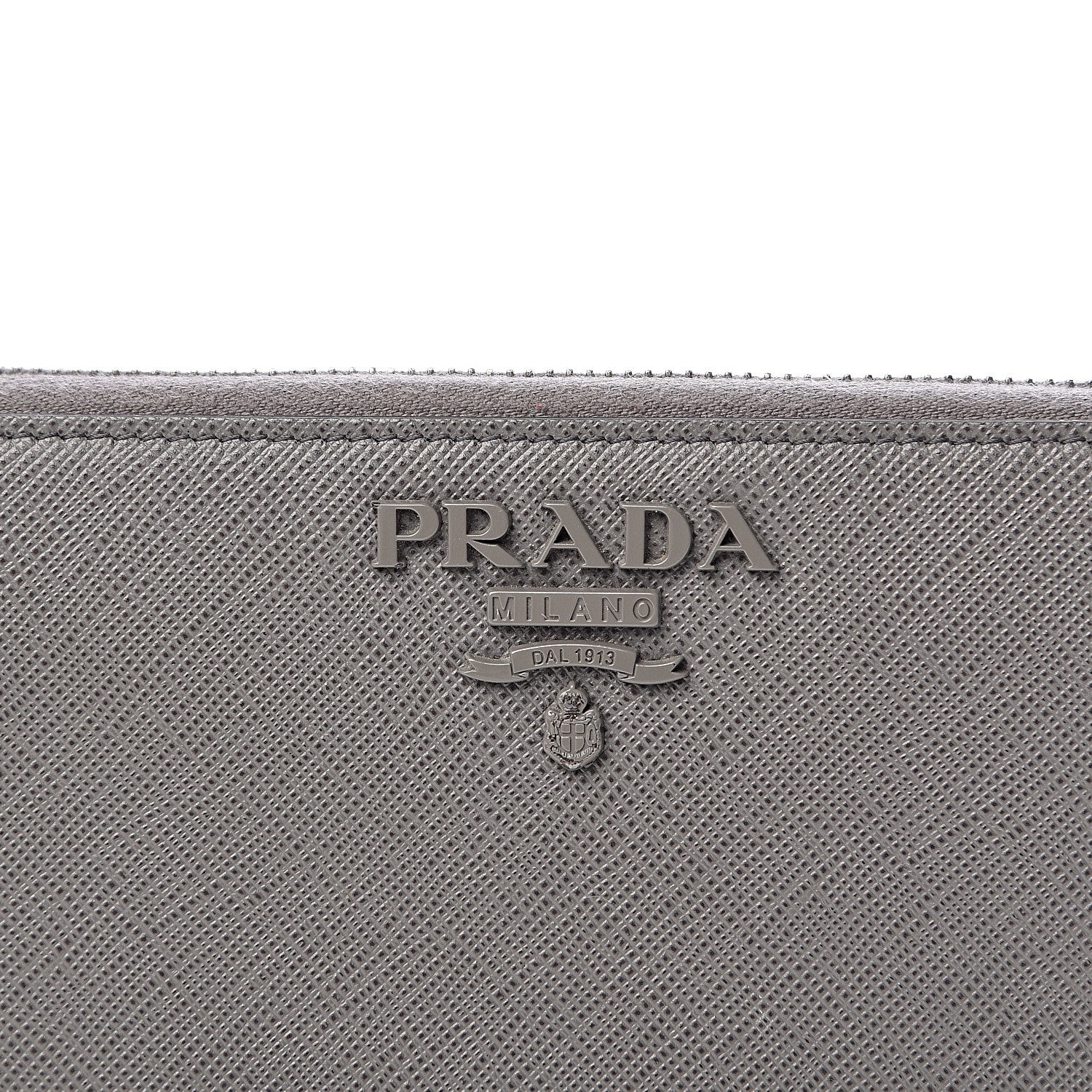 Prada Saffiano Shine Monochrome Zip Around Wallet Grey 5 of 9