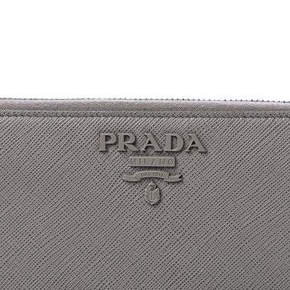 Prada Saffiano Shine Monochrome Zip Around Wallet Grey 5 of 9