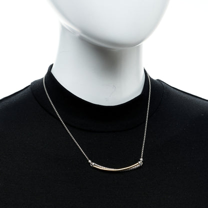 David Yurman Sterling Silver 18K Yellow Gold Crossover Bar Pendant Necklace 2 of 5