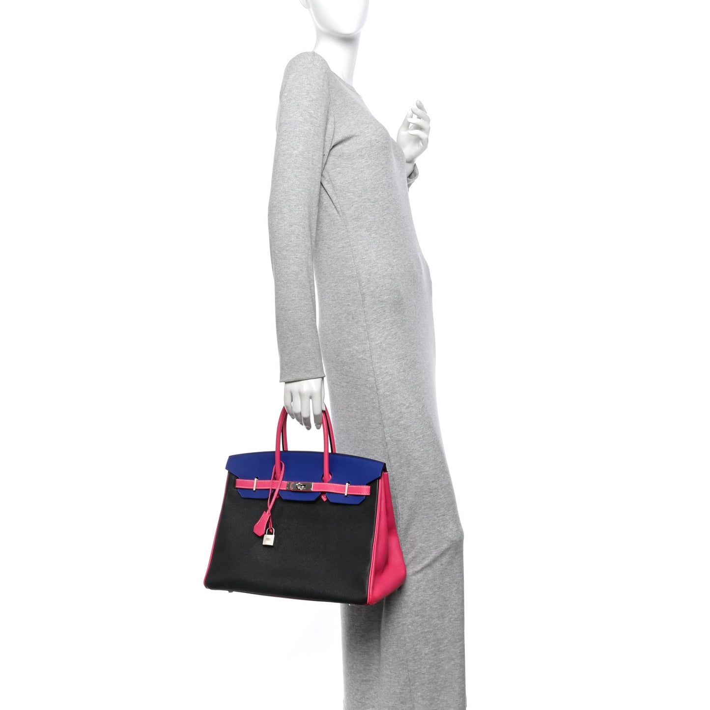Epsom Horseshoe Birkin 35 Black Bleu Electrique Rose Tyrien