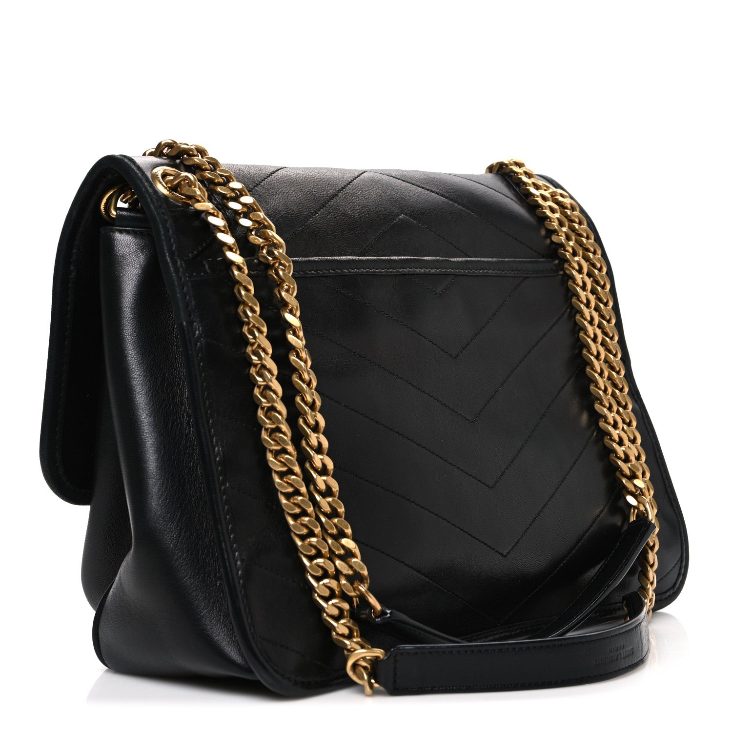 Saint Laurent Crinkled Calfskin Matelasse Monogram Medium Niki Chain Satchel Black 3 of 10