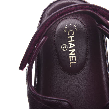 Chanel Grained Calfskin Quilted Velcro Dad Sandals 41 Burgundy 8 of 11