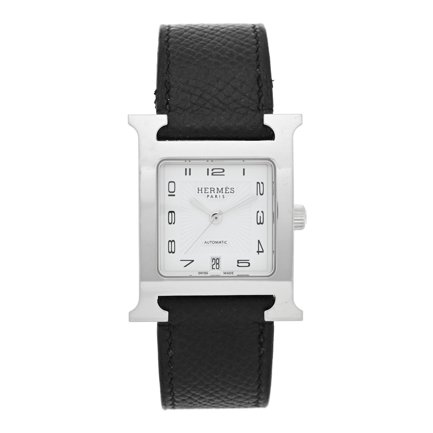 Hermes Stainless Steel Epsom 26mm Heure H Hour Automatic Watch Noir 1 of 5
