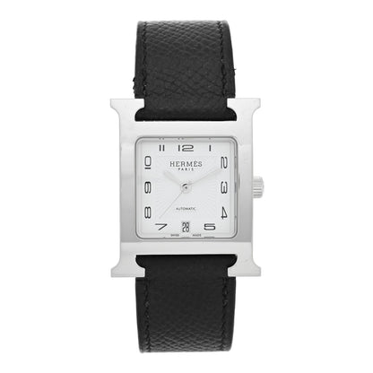Hermes Stainless Steel Epsom 26mm Heure H Hour Automatic Watch Noir 1 of 5