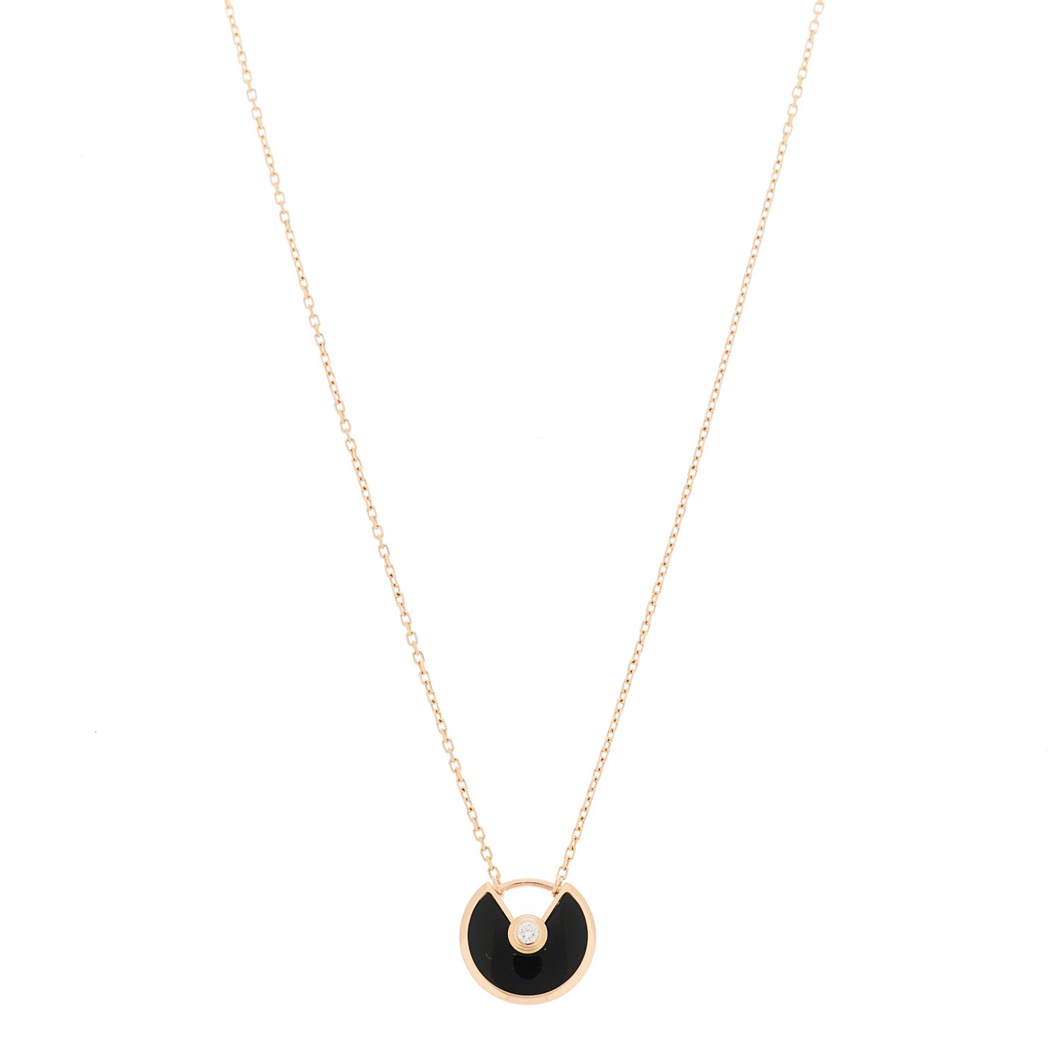 Cartier 18K Pink Gold Diamond Black Onyx XS Amulette de Cartier Pendant Necklace 1 of 5