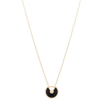 Cartier 18K Pink Gold Diamond Black Onyx XS Amulette de Cartier Pendant Necklace 1 of 5