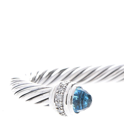 David Yurman Sterling Silver Blue Topaz Diamond 7mm Cable Classics Bracelet 4 of 6