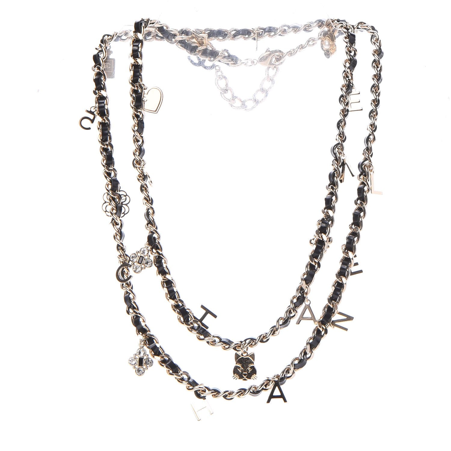 Chanel Lambskin CC Long Chain Necklace Black Gold 3 of 6