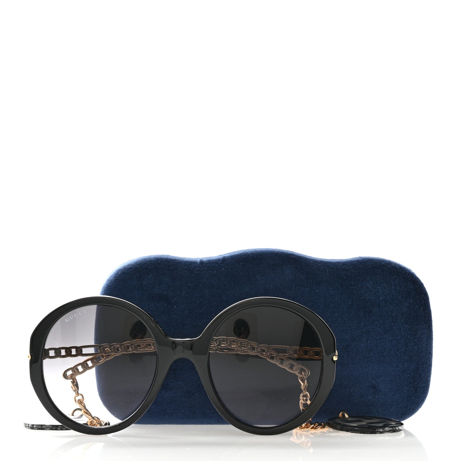 Gucci Acetate Detachable Charm Oversized Frame Round Sunglasses GG0726S Black 7 of 7