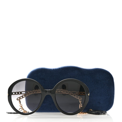 Gucci Acetate Detachable Charm Oversized Frame Round Sunglasses GG0726S Black 7 of 7