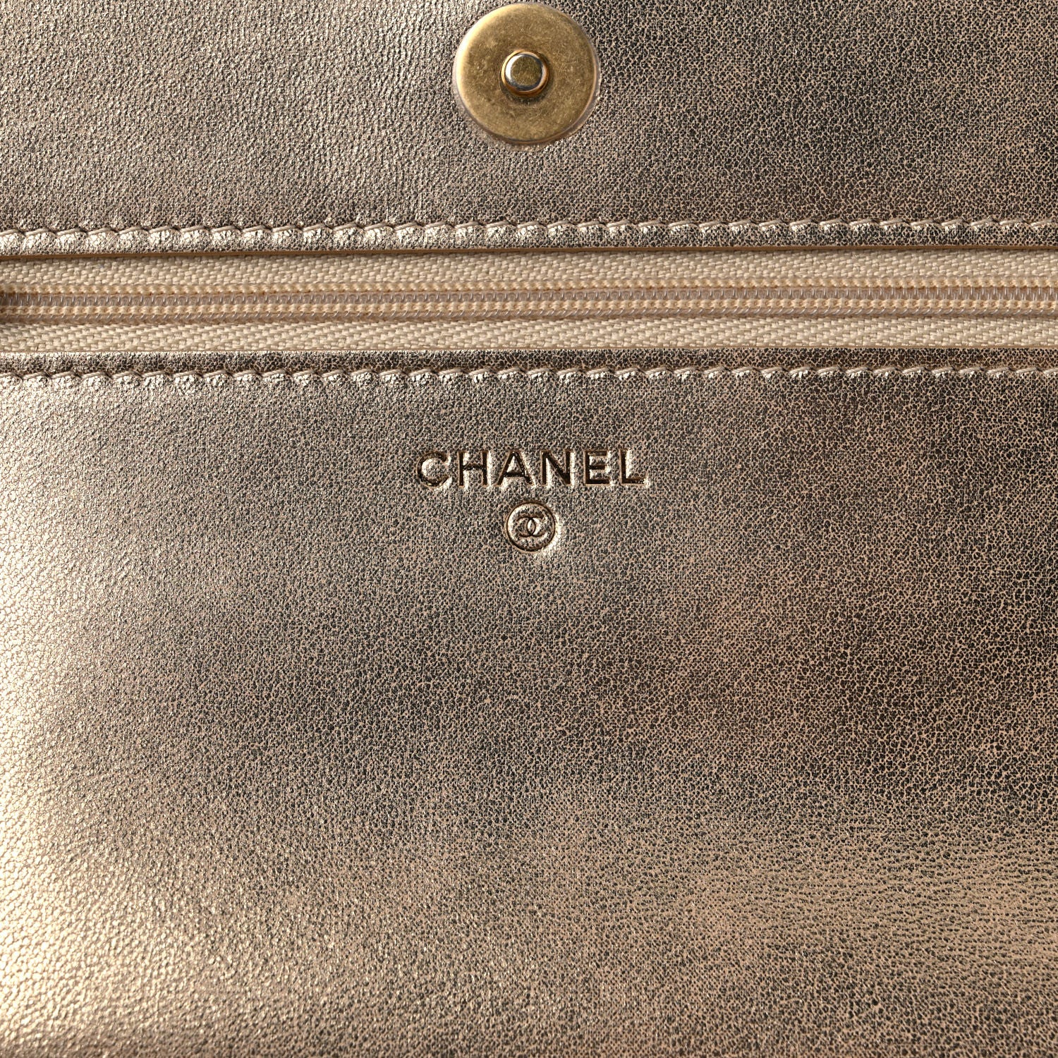 Chanel Metallic Lambskin Quilted Wallet On Chain WOC Gold 6 of 10