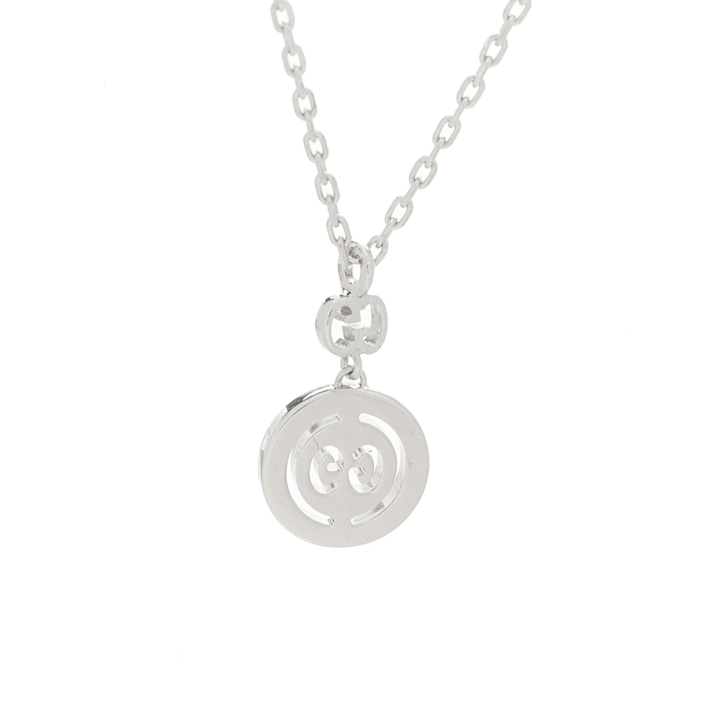 18K White Gold Diamond 10mm Icon Twirl Pendant Necklace