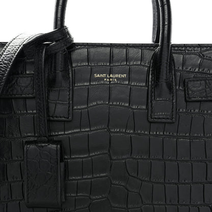 Saint Laurent Calfskin Crocodile Embossed Nano Sac De Jour Black 8 of 11