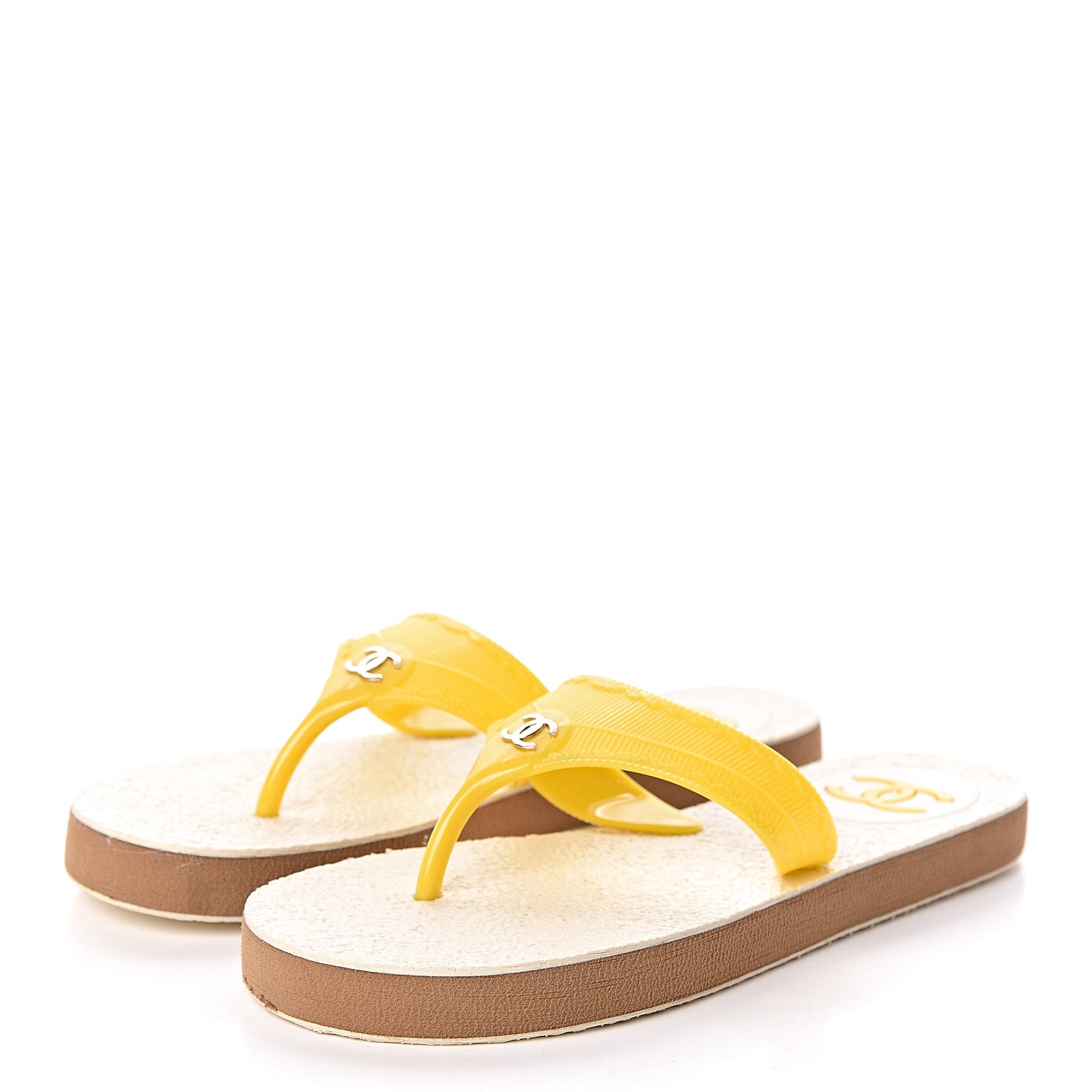 Chanel Jelly CC Thong Sandals 38 Yellow 3 of 8
