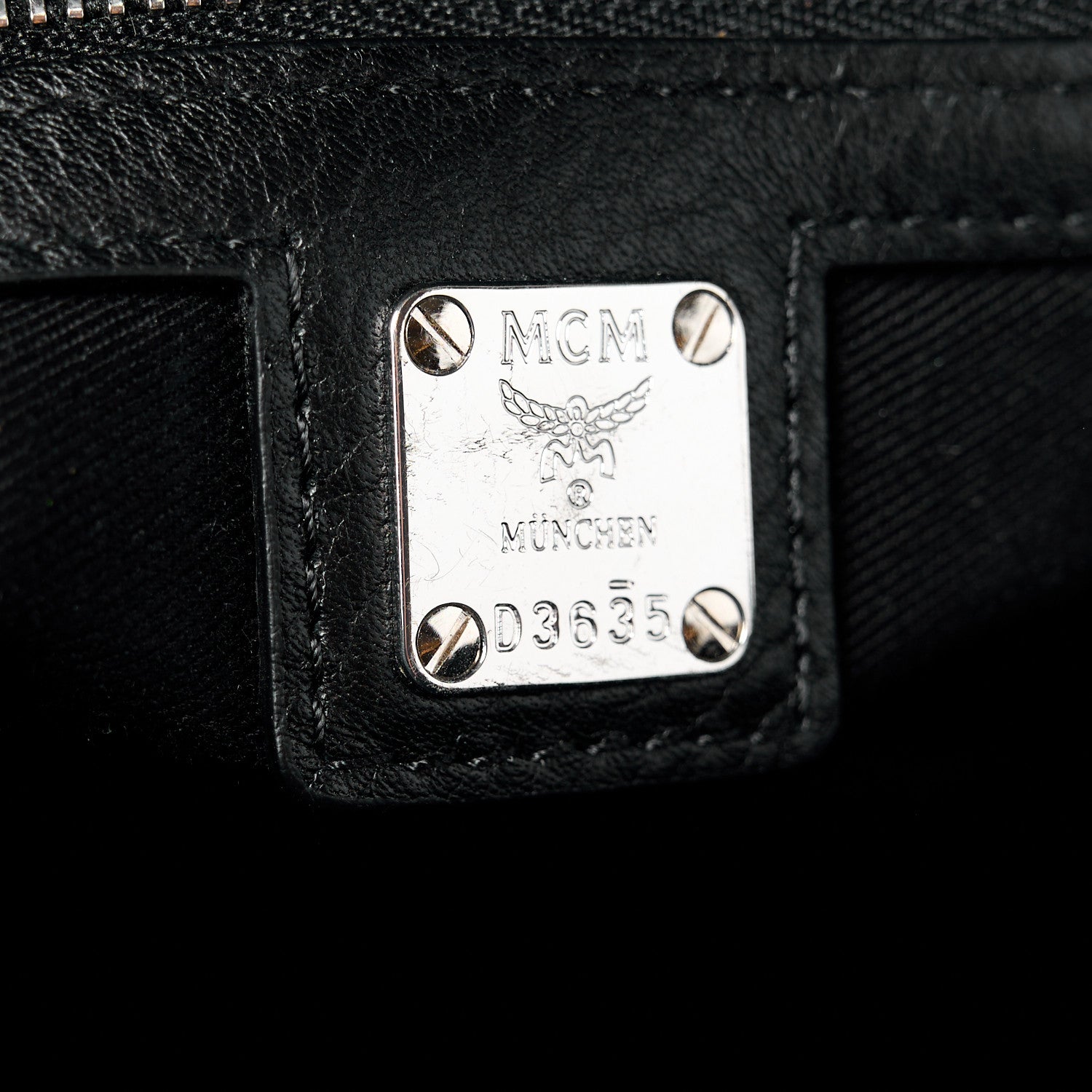 MCM Calfskin Ottomar Monogram Medium Boston Bag Black 6 of 11
