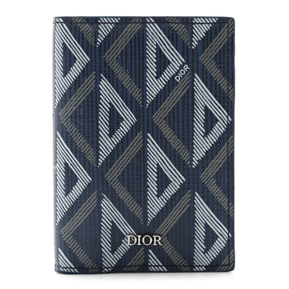 Christian Dior Calfskin CD Diamond Canvas Bi-Fold Card Holder Navy 1 of 7