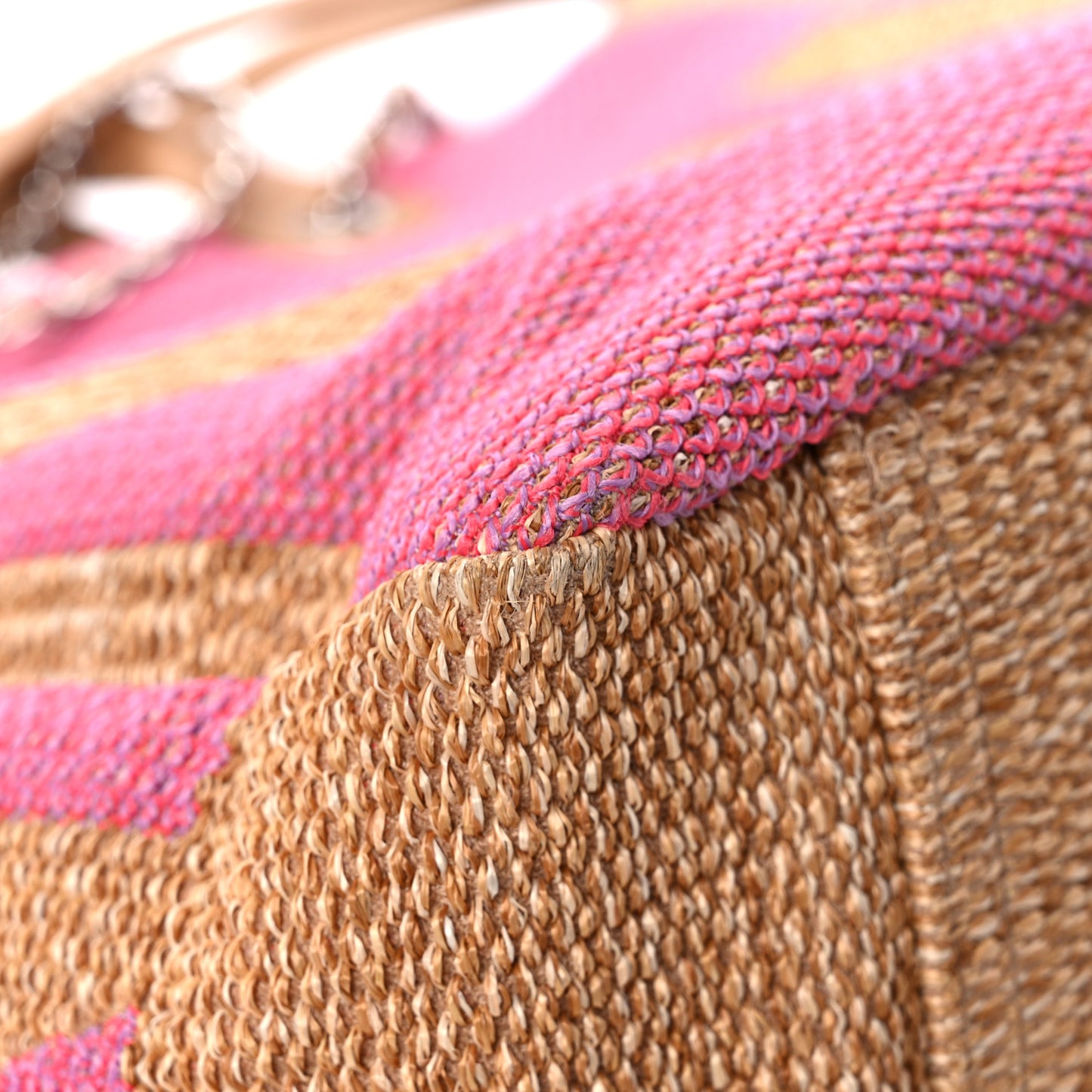 Mixed Fibers Large Shopping Bag Pink Beige