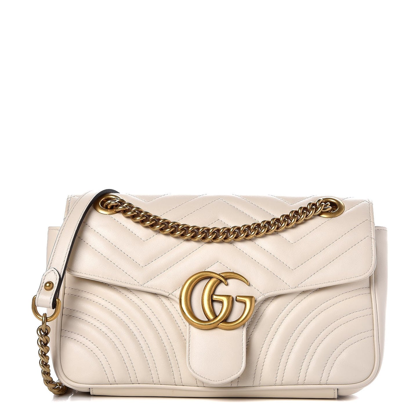 Calfskin Matelasse Small GG Marmont Shoulder Bag White