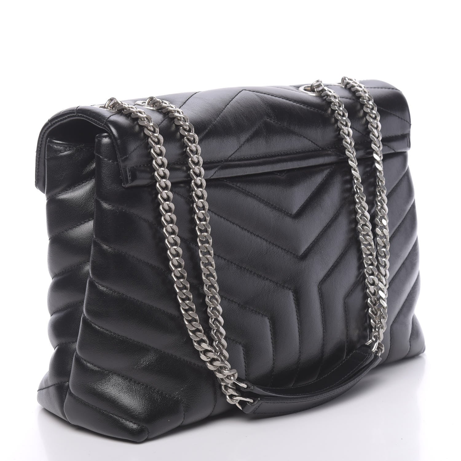 Saint Laurent Calfskin Y Quilted Monogram Medium Loulou Chain Satchel Black 3 of 13