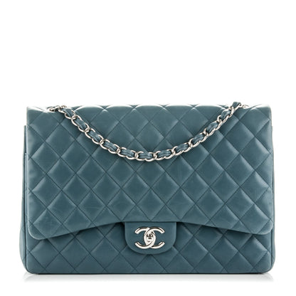 Chanel Lambskin Quilted Maxi Double Flap Blue 1 of 9
