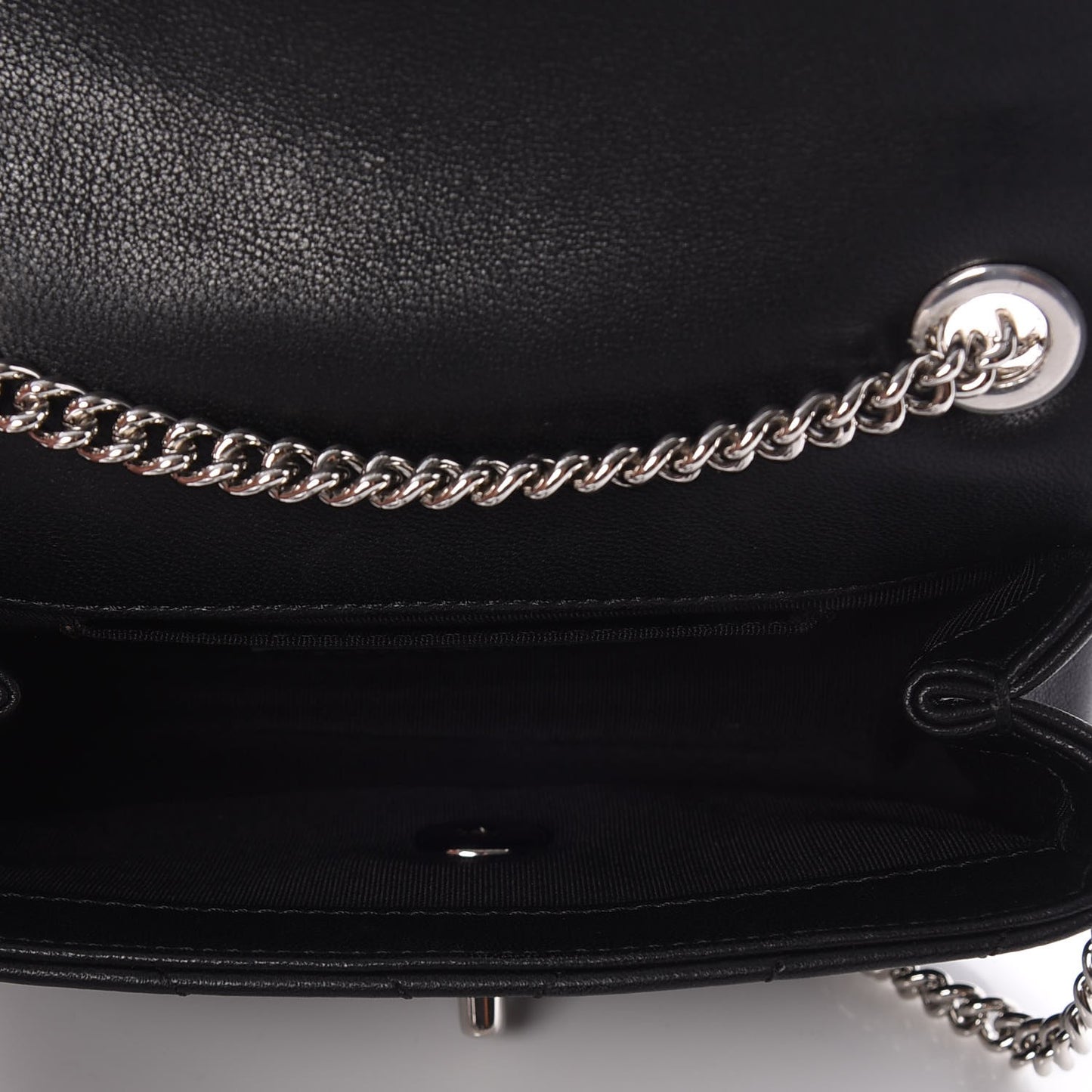 Calfskin Chevron Quilted Mini Flap Black