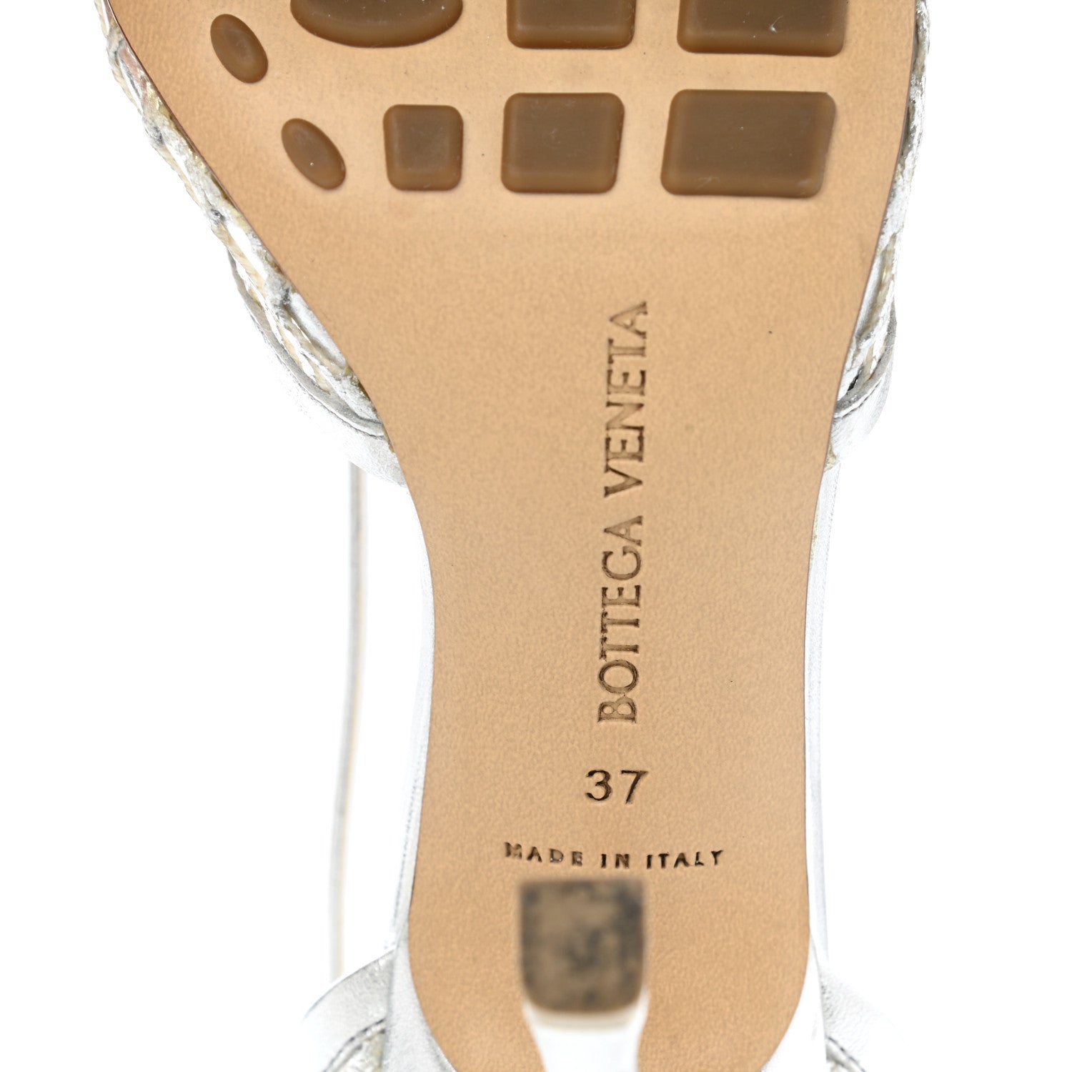 Bottega Veneta Mesh Metallic Nappa Stretch Ankle Tie Sandals 37 Silver 6 of 7