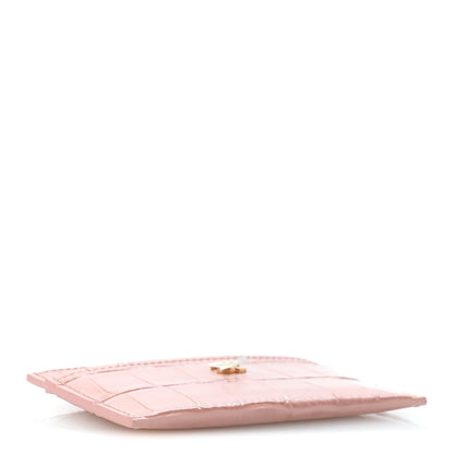 Chanel Calfskin Crocodile Embossed Crococo Card Holder Light Pink 4 of 8