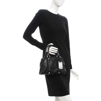 Versace Calfskin Studded Small Satchel Black 2 of 9