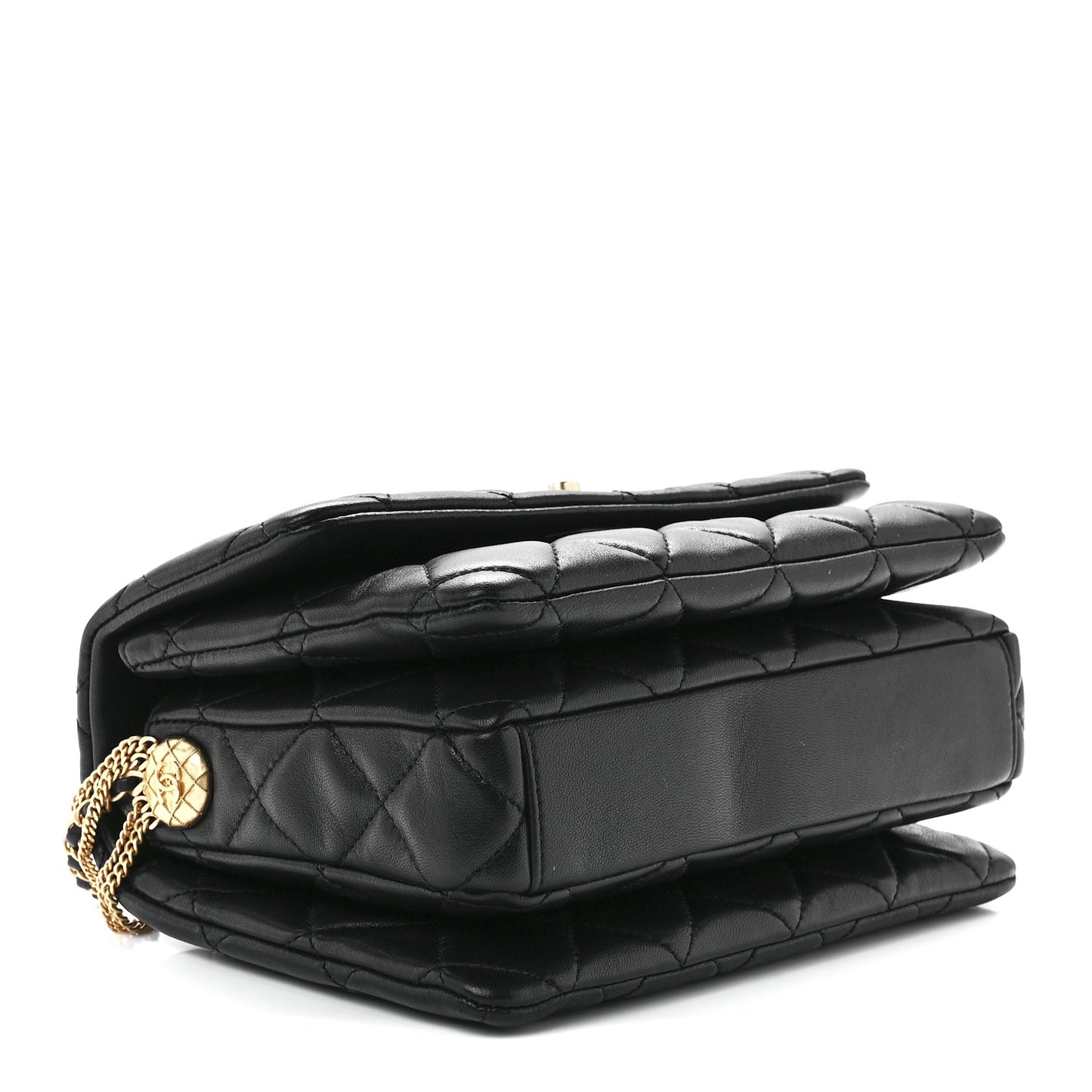 Lambskin Quilted Mini Medallion Multi Chain Flap Black